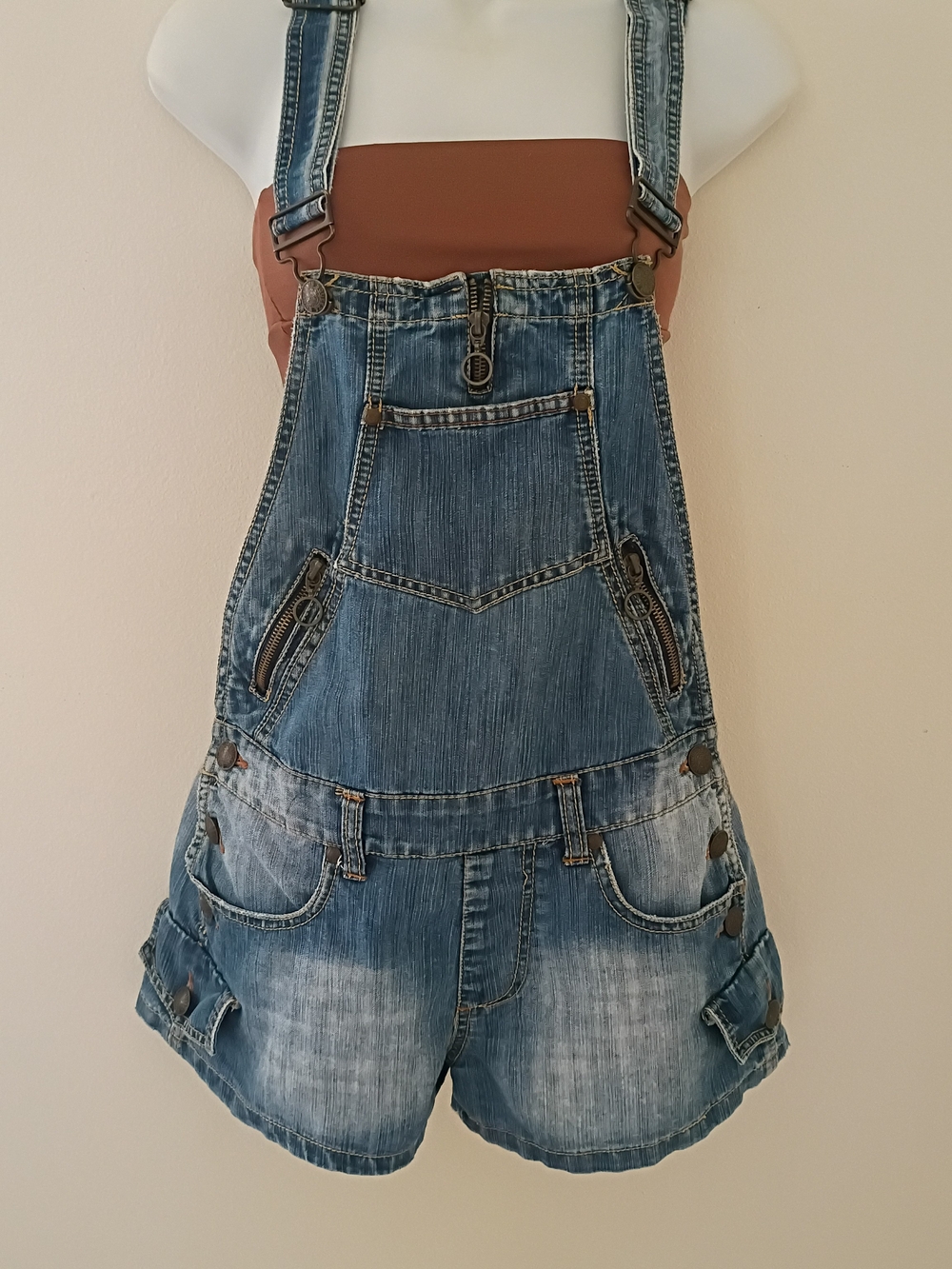 Denim Shortalls Overall Romper Size 9/10